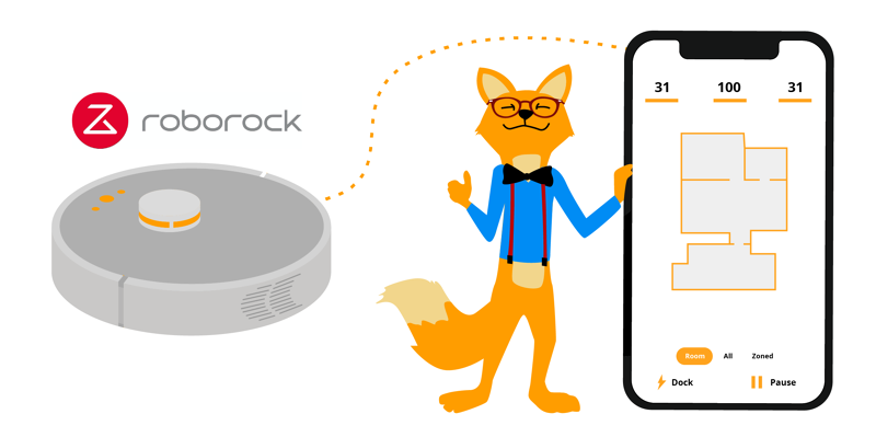 Лис Smart Home Fox управляет роботом-пылесосом с помощью приложения